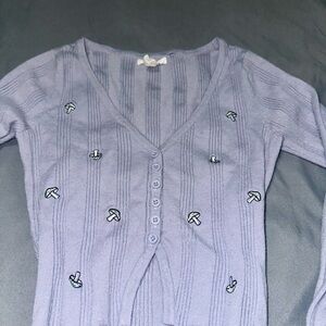 Knitted Cropped Button Down Sweater